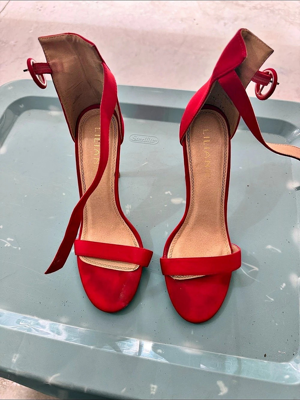 Liliana Red Ankle Strap High Heels